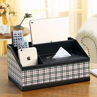 T-ZJHC Multi-Function Tissue Box Living Room Coffee Table Paper Remote Control Storage Box Creative Simple and Lovely, British Plaid