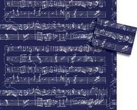 Mozart Manuscript Blue and Silver Gift Wrap and Tags 6 Sheets 6 Tags