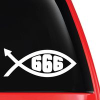 EvolveFISH 666 Devil Fish Vinyl Decal White 5"