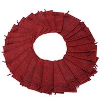 25Pcs Linen Burlap Bags with Drawstring Jute Jewelry Bag for Wedding Favor Snacks Pouches DIY Sacks 3.9'' x 5.5'' (Red)