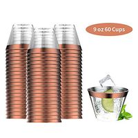 BGLROSOO 9 Oz 60pcs Clear Plastic Cups With Rose Gold Rim, Elegant Wedding Party toasting Cups, Suitable For All Kinds Of Drinks