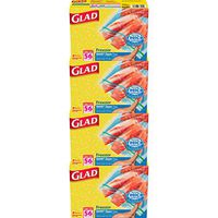 Glad Zipper Food Storage Freezer Bags - Quart - 56 Count - 4 Pack