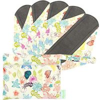 Wegreeco Bamboo Reusable Sanitary Pads - Cloth Sanitary Pads | Light Incontinence Pads | Reusable Menstrual Pads with Wet Bag - Pack of 5, with Cloth Mini Wet Bag (Large, Camellia Beauty)