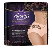 12 Count (1 Package) Small/Medium, Always Discreet Incontinence Underwear for Women, Maximum Absorbency, Peach