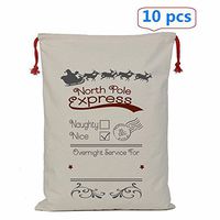 10 pcs Christmas Canvas Gift Bag Personalized Santa Bag（Size19.5"X27.5" ）WEN FEIYU (K)