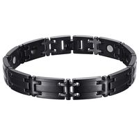 HiTreasure Black Titanium Steel Magnetic Therapy Negative Ions Germanium Bracelet Pain Relief for Arthritis Men Women(Imported,3000 Gauss Each Link)