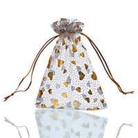 Housweety 25PCs 10x12cm White Hearts Gift Bags Pouches Wedding/Christmas Gift Favor