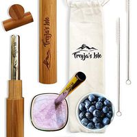 Freyja’s Isle Eco-Friendly Reusable 2 Sets of Premium Stainless Steel Straws with Travel Friendly Bamboo Cases – Perfect for Boba Bubble Tea, Thick Milkshakes, Smoothies, Juices, Jumbo Drinks