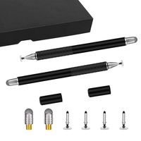 TiMOVO Stylus Pen Compatible for Capacitive Touch Screen Devices, (2 Pack) 2 in 1 High Precision Digital Pen with 4 Replacement Discs & 2 Fiber Tips, Fit iPad Mini/Samsung Galaxy/iPhone/Tablet - Black