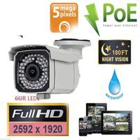 Amview 5MP 2592*1920P HD ONVIF Outdoor VarifocalPoE IP Security Camera 185FT