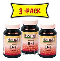 NAT-RUL Vitamin B1 100mg, 100 Tablets (3 Pack)