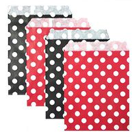 KEYYOOMY Candy Buffet Bags Small Polka Dot Paper Treat Bags (200 CT, 5 X 7 in, Red and Black)