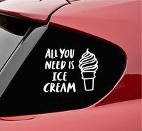 Slap-Art All You Need is ice Cream Vinyl Decal Sticker (White)