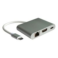 USB Type-C to HDMI/RJ45/USB 3.0/USB PD Adapter, PCT Thunderbolt 3 Docking Station for Laptop, 4K Resolution, Gigabit Ethernet, USB Hub, USB Type-C 60W Charge w/ 5 Gbps DSR, Aluminum Shell