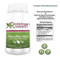 OncoPlus Max | 500mg Broccoli Seed Extract & Sprout Concentrate with Myrosinase Enzyme to Optimize Bioavailability | 8x Higher Sulforaphane BroccoRaphanin Potential | 90 DR VCaps | Adaptogen Research