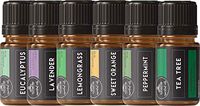 Organic Essential Oil Set – (6 x 10ml) - 100% Pure of the Highest Quality Oils – Eucalyptus, Lavender, Lemongrass, Sweet Orange, Peppermint, Tea Tree