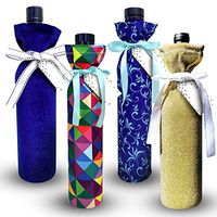 Deluxe Wine Gift Bags for All Occasions - Set of 4 - Decorative Ribbons and Gift Tags Included Great for BYOB's, Hostess Gifts, Parties, Celebrations