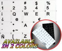 Spanish Latin American Non-Transparent Keyboard Labels Layout Black OR White Background (14x14) for Desktop, Laptop and Notebook (White Background)