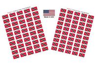 Made in USA! 100 Country Flag 1.5" x 1" Self Adhesive World Flag Scrapbook Stickers, Two Sheets of 50, 100 International Sticker Decal Flags Total (Trinidad)