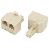 Uvital RJ11 Duplex Wall Jack Adapter Dual Phone Line Splitter Wall Jack Plug 1 to 2 Modular Converter Adapter for Office Home ADSL DSL Fax Model Cordless Phone System, Yellow(2 Packs)