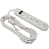 Otimo 6-Outlet Power Strip with 10 Foot Power Cord and LED On Power Strip Indicator, White
