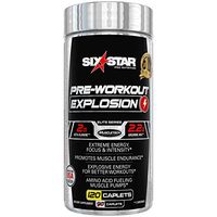 Six Star Explosion Pre Workout Pills with L-Arginine, Nitric Oxide, Beta Alanine, and Energy, 120 Count