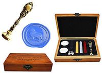 MNYR Vintage Cute Lion Animal Luxury Wood Box Bronze Metal Peacock Wedding Invitations Gift Cards Paper Stationary Envelope Seals Custom Logo Wax Seal Sealing Stamp Sticks Melting Spoon Gift Box Kit