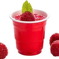 RW Base 2 oz Red Plastic Party Cup - 2" x 2" x 2" - 25 count box - Restaurantware