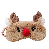 Monai Cute 3D Sleep Mask Plush Animal Sleeping Home Eye Cover for Women Girls Kids (BIGNOSE-ELK)