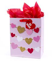 Hallmark 9" Medium Valentine's Day Gift Bag with Tissue Paper (Heart Banner)