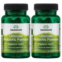 Swanson Ultimate Probiotic Formula Digestive Health Immune System Support 66 Billion CFU Prebiotic NutraFlora scFOS 30 DRcaps Veggie Capsules (Caps) (2 Pack)