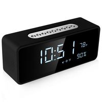 FM Radio Alarm Clock with Dimmable Large LED, USB Charger Port, Rechargeable Battery Backup, Sleep Timer, Adjustable Volume, Temperature Digital Display, Snooze, Bedroom Wireless Speaker, Soundance