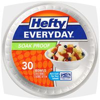 Hefty Everyday Foam Bowls (White, Soak Proof, 12 Ounce, 30 Count) - Pack of 2