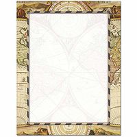 Old World Map Letterhead Laser & Inkjet Printer Paper, 25 pack