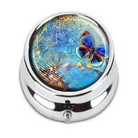 GDEE Butterflies Custom Fashion Stainless Steel Silver Pill box Western Tablets Tablet Holder Management Case Pocket or Wallet