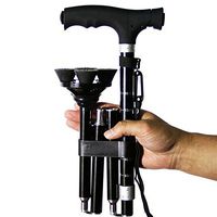 XIHAA Outdoor Elderly Walking Stick, With LED Lamp Crutch Fold Ultra-Light Portable Folding Aluminum Alloy Anti-Skid Fitness,M