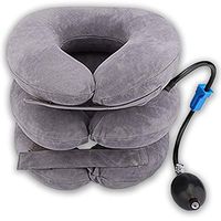 LanLan Neck Cervical Traction Cervical Neck Traction Air Neck Therapy Portable Inflatable Neck Cervical Traction Device Collar Head Back Shoulder Neck Pain Massage Device Silver Gray