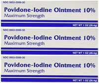 Major Pharmaceuticals Povidine Iodine USP First Aid Ointment for Cuts, Scrapes and Burns, 3 Count