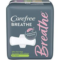 Carefree Breathe Ultra Thin Super Pads with Wings, Irritation-Free Protection, 14 Count - Pack of 8