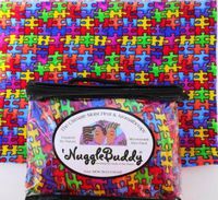 'NUGGLEBUDDY Microwavable Moist Heat & Aromatherapy Organic Rice Pack. Cozy Flannel Jigsaw Puzzle Fabric with SWEET LAVENDER Aromatherapy! The Perfect Gift Idea!