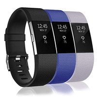 Bands Replacement Compatible for Fitbit Charge 2, Adjustable Wrist Accessories Sport Wristbands for Women&Men (Black-Navy Blue-Lavender-D, Large)