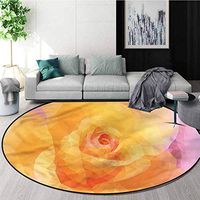 RUGSMAT Peach Modern Machine Washable Round Bath Mat,Abstract Polygon Triangle Coffee Table Mat Non-Skid Living Room Carpet Round-63