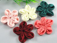25pcs Five Leaf Plum Satin Ribbon Flowers Appliques/Wedding-(Pick Color) (Mix)