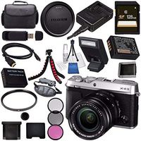 Fujifilm X-E3 XE3 Mirrorless Digital Camera with 18-55mm Lens (Silver) 16558669 + NP-W126 Lithium Ion Battery + 58mm UV Filter + 58mm 3 Piece Filter Kit + 128GB SDXC Card Bundle