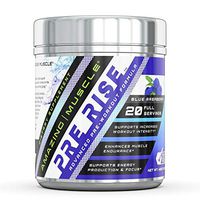 Amazing Muscle – PRE-Rise-Advance Pre-Workout Formula with BCAAs, Creatine HCL and More – Caffeine-Free - Promotes Energy for an Intense Workout - 400 Gram (Blue Raspberry)