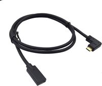 Riipoo 0.98ft 0.3 Meter USB Type C Cable, 90 Degree Left & Right Angle USB 3.1 Type-c Male to Female Extension Charging and Data Transfer Cable, Gold Plated Plug (Left & Right - FM)