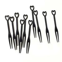 erioctry 500PCS Disposable 3.5" Plastic Cocktail Picks Fruit Forks Cocktail Sticks Party Supplies Plates Picks Cake Forks Dessert Forks (Black)