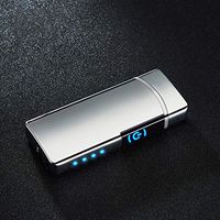 GHF Touch Sensing Lighter USB Metal Rechargeable Windproof Flameless Electric Lighters Dual Arc Electronic Plasma Cigar Lighter,5