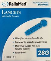 Cardinal Health Safety Seal LANCETS, 28G, Blue, 100/BX - Item #: ZPL10028