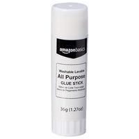 AmazonBasics Large Permanent Nontoxic Bulk Glue Sticks, Washable, 1.27 oz. Stick, 12-Pack